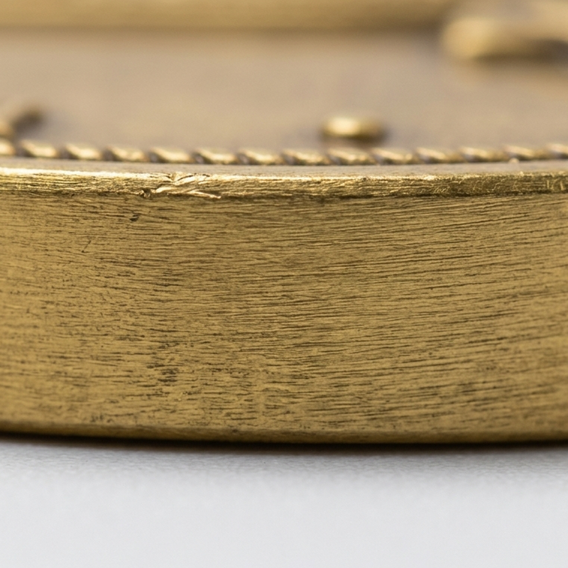Flat edge treatment on a challenge coin