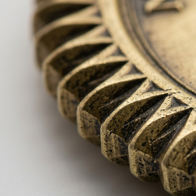 Spur edge treatment on a challenge coin